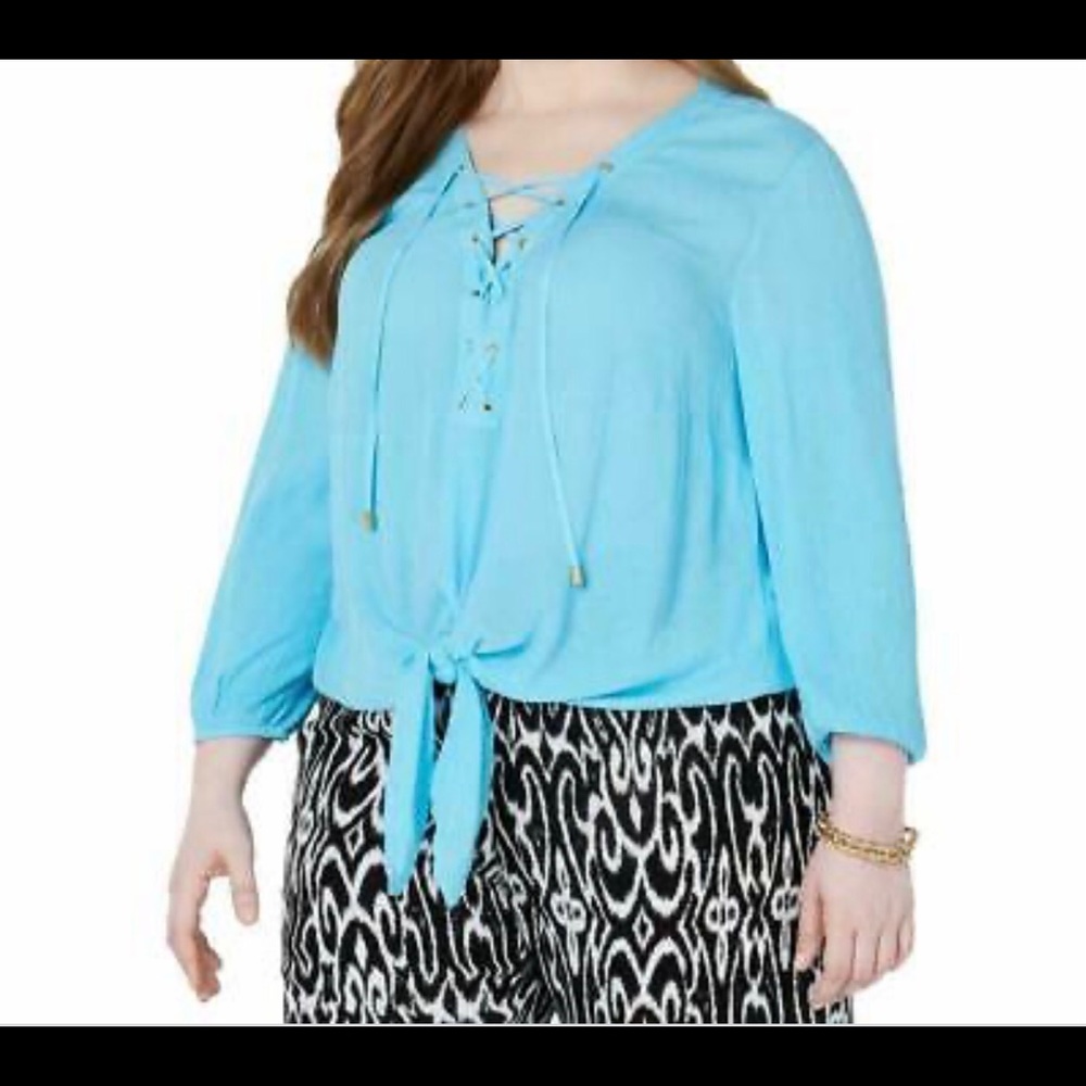 INC Plus Lace-Up Tie-Front Top Size 3X
